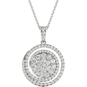 Diamond Swirl Pendant, 1.40 Carat on Solid 18k White Gold