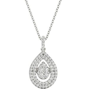 Diamond Triple Pear Pendant, .63 Carat on Solid 18k White Gold