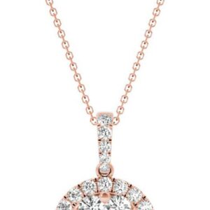 Diamond Round Pendant, .56 Carat on Solid 18k Rose Gold